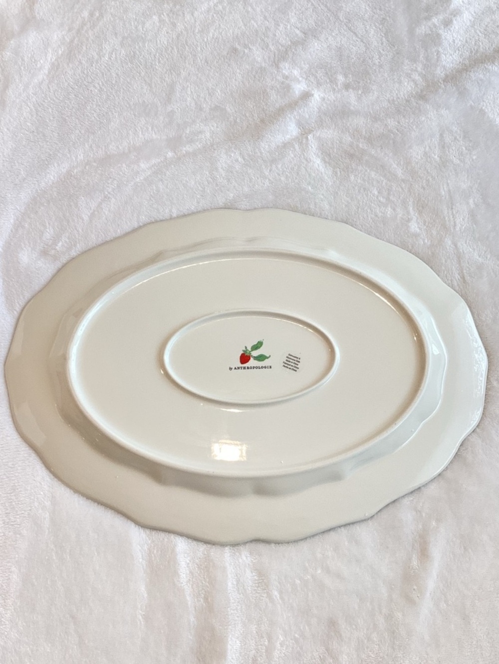 🐝 Anthropologie Stoneware Platter Camille Oval Serving New Bee Strawberry Floral - Picture 8 of 10